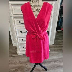 Express Hot Pink Wrap Belted Dress